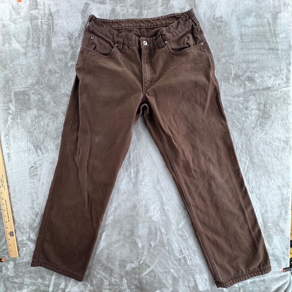 Duluth Trading Pants 36x32 Brown Canvas Workwear Carpenter Utility Mens Dadcore